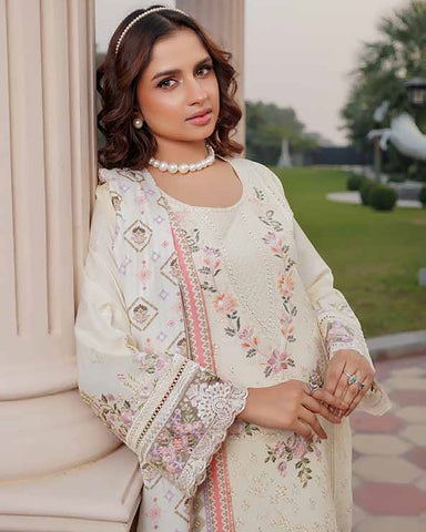 Designer Three Piece | Embroidered - Munira | Luxury Dhanak