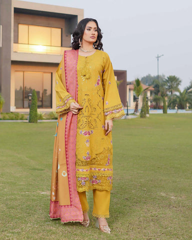 Designer Three Piece | Embroidered - Munira | Luxury Dhanak
