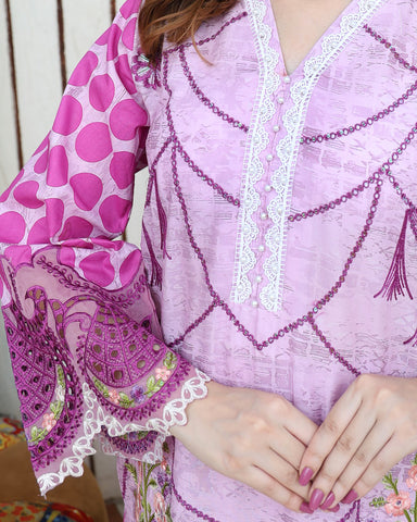 Designer Three Pieces | Polka Dots | Cambric