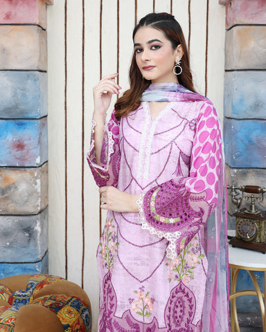 Designer Three Pieces | Polka Dots | Cambric