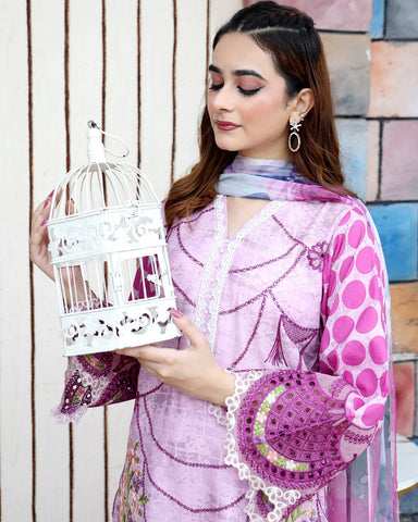 Designer Three Pieces | Polka Dots | Cambric