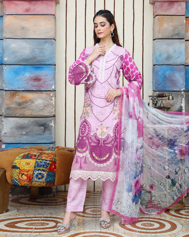 Designer Three Pieces | Polka Dots | Cambric