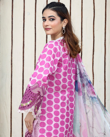 Designer Three Pieces | Polka Dots | Cambric