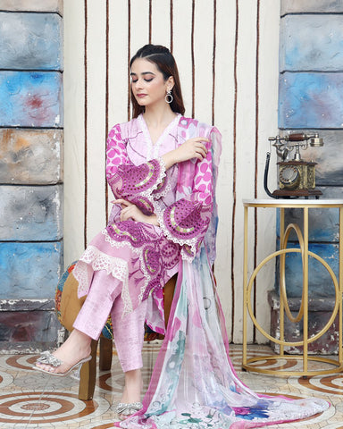 Designer Three Pieces | Polka Dots | Cambric