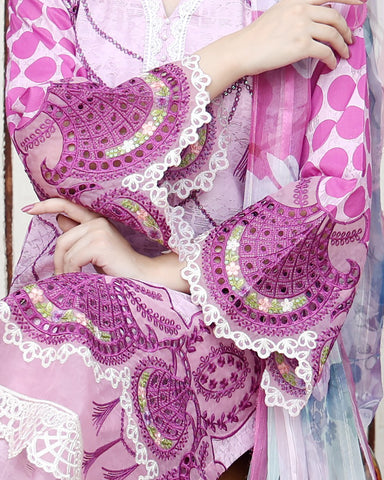 Designer Three Pieces | Polka Dots | Cambric