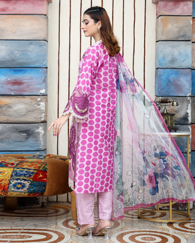 Designer Three Pieces | Polka Dots | Cambric