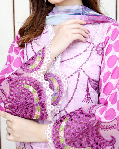 Designer Three Pieces | Polka Dots | Cambric