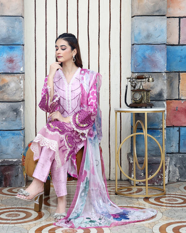 Designer Three Pieces | Polka Dots | Cambric