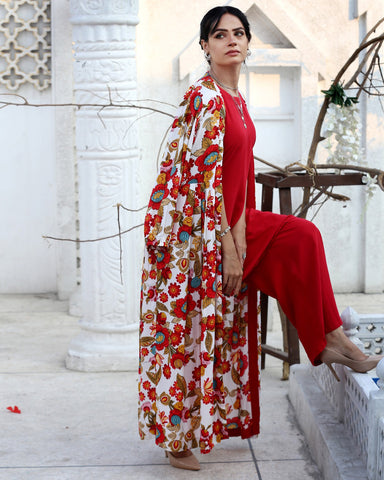 Printed Long Gown | Inner & Flappers | Stone Linen