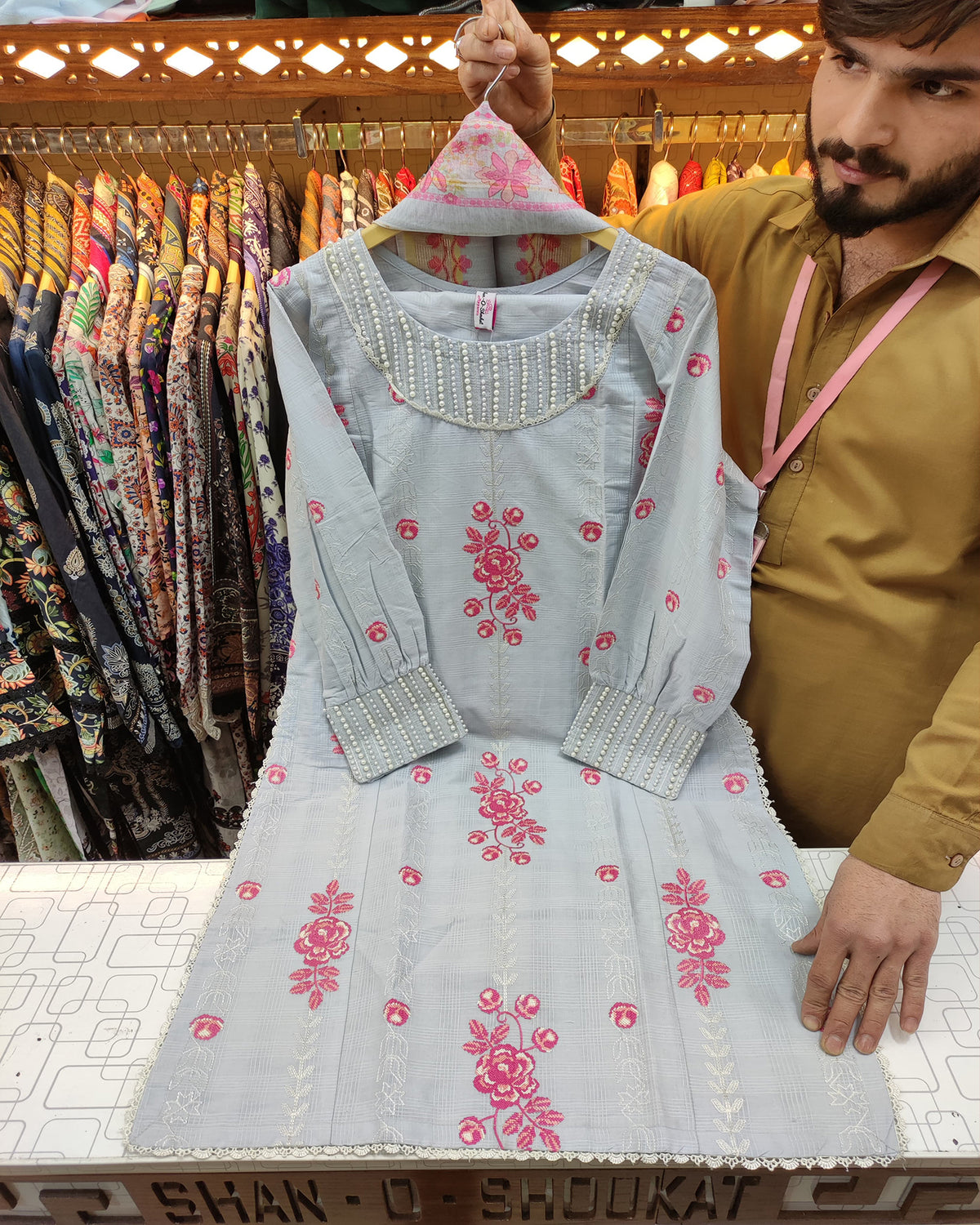 Designer Embroidered Three Piece | Moon Stone| Lawn Cotton