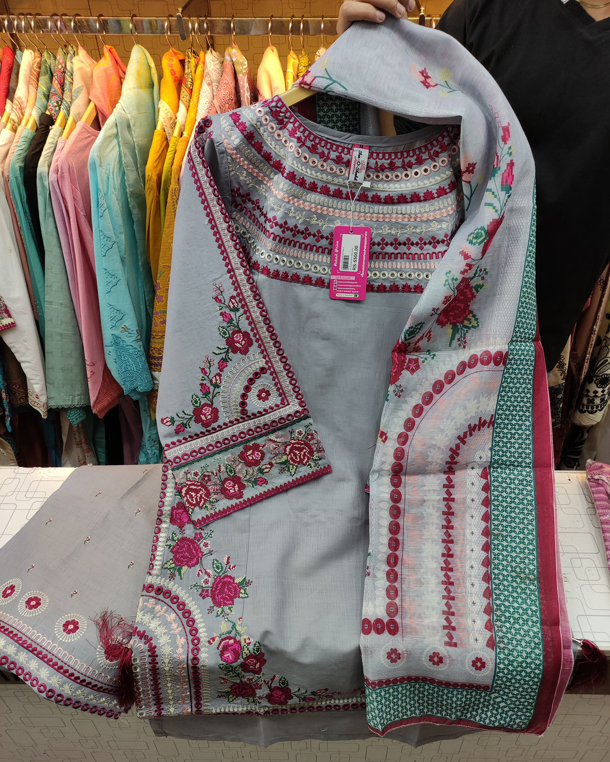 Designer Three Piece | Round Neck | Lawn Cotton