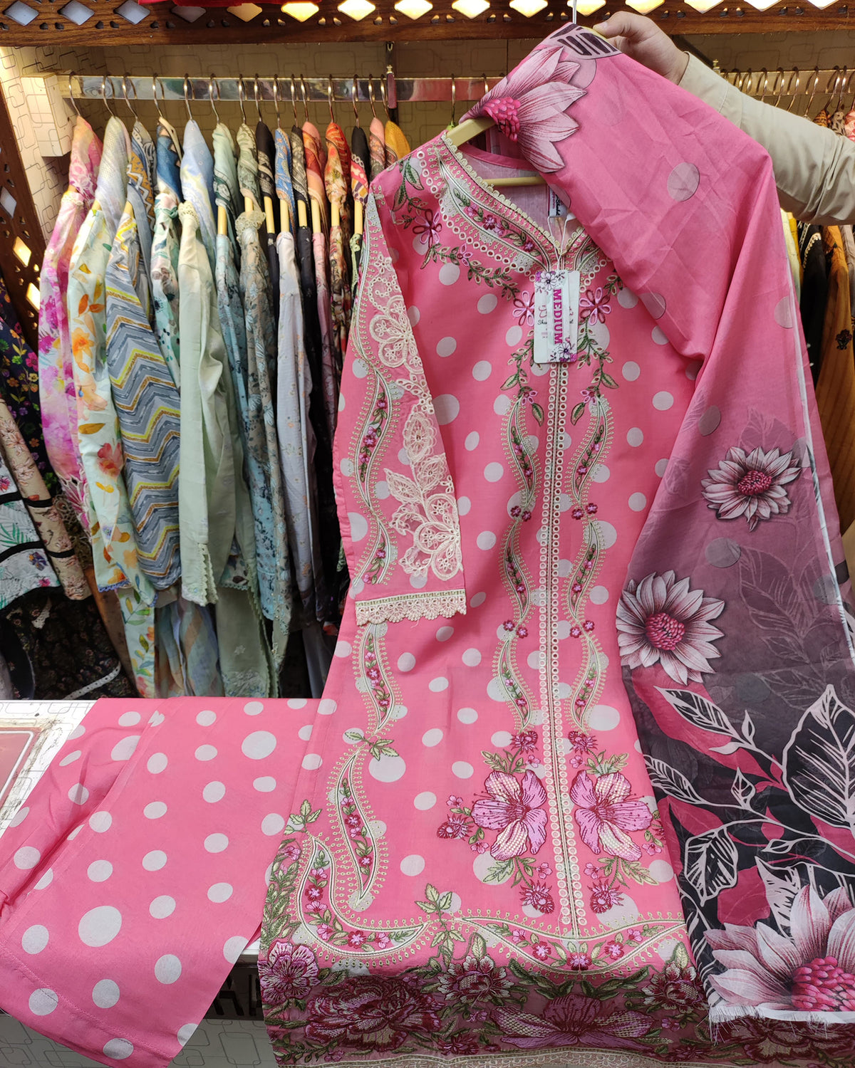 Designer Three Pieces | Meethi Khatti-III | Self Printed Lawn