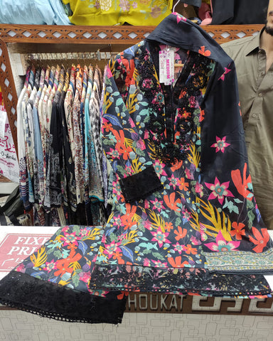 Designer Three Pieces | Digital Printed Embroidered | Lawn