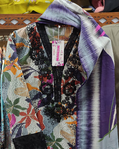 Designer Three Pieces | Digital Printed Embroidered | Lawn