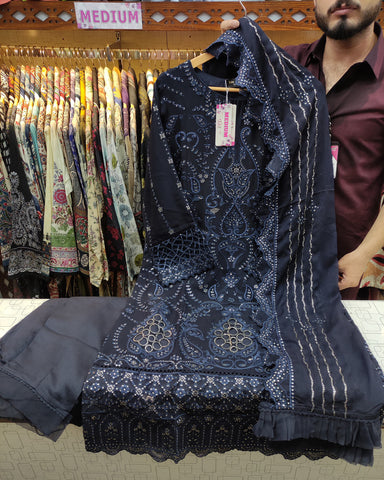 Three Piece Formals | Festive Embroidered | Premium Chiffon (Inner Attached)