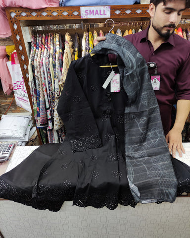 Designer Three Piece | Khushbu | Short Frock | Lawn Cotton