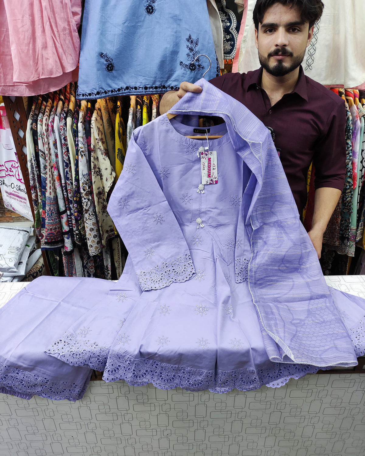 Designer Three Piece | Khushbu | Short Frock | Lawn Cotton