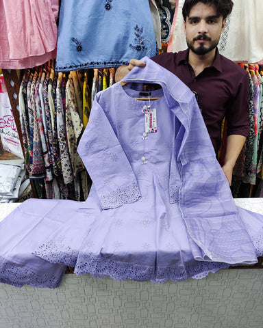 Designer Three Piece | Khushbu | Short Frock | Lawn Cotton