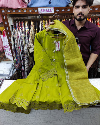 Designer Three Piece | Khushbu | Short Frock | Lawn Cotton