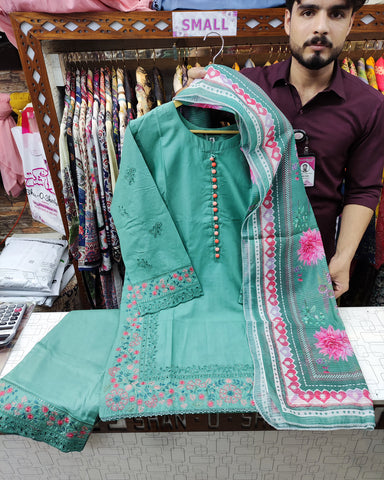 Designer Three Piece | Shanzay | Multi Buttons | Lawn Cotton