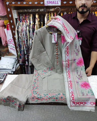 Designer Three Piece | Shanzay | Multi Buttons | Lawn Cotton