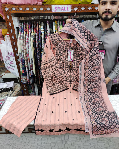 Designer Embroidered Three Piece | Minsa | Doria Lawn