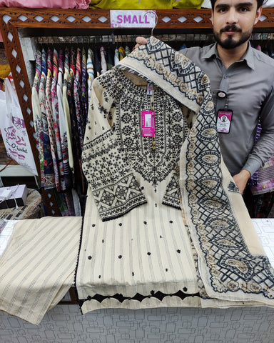 Designer Embroidered Three Piece | Minsa | Doria Lawn