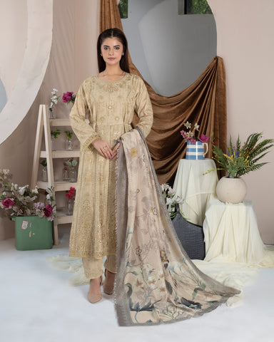 Embroidered Three Piece | Back Dori - Designer | Luxury Lawn