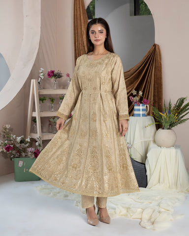 Embroidered Three Piece | Back Dori - Designer | Luxury Lawn