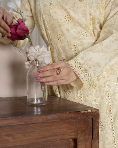 Embroidered Three Piece | Back Dori - Designer | Luxury Lawn