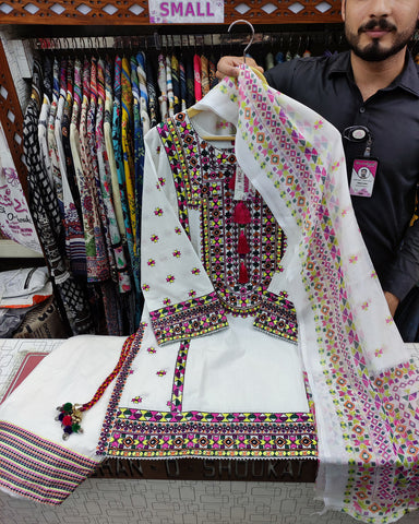 Designer Three Piece | Chilli Milli | Dobby Lawn