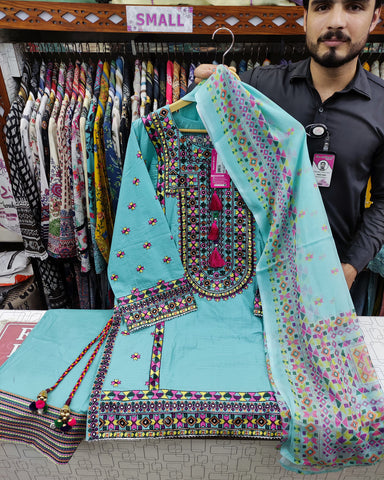 Designer Three Piece | Chilli Milli | Dobby Lawn