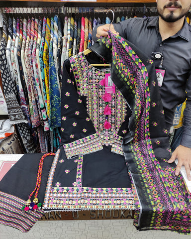 Designer Three Piece | Chilli Milli | Dobby Lawn