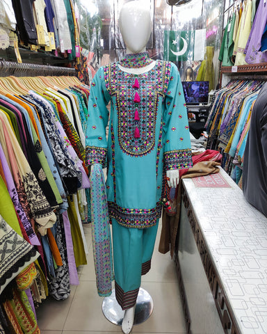 Designer Three Piece | Chilli Milli | Dobby Lawn