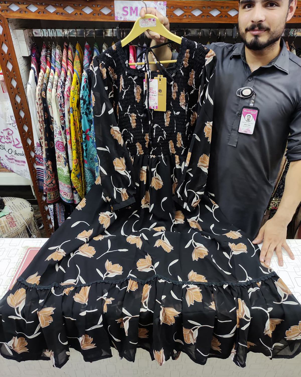 Printed Long Frock | Smoked Maxi | Chiffon