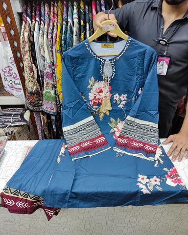 Floral Printed Western Shirt | Tussle Motti Punched | Georgette