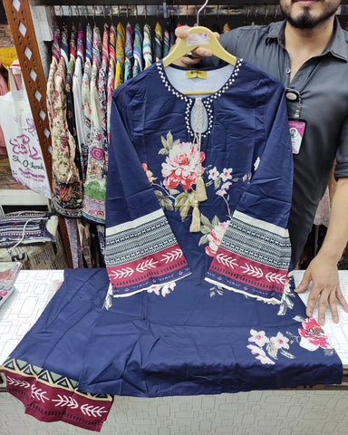 Floral Printed Western Shirt | Tussle Motti Punched | Georgette