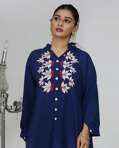 Semi Western Two Piece | Closed Chaak | Stone Linen