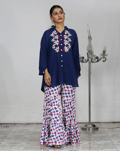 Semi Western Two Piece | Closed Chaak | Stone Linen
