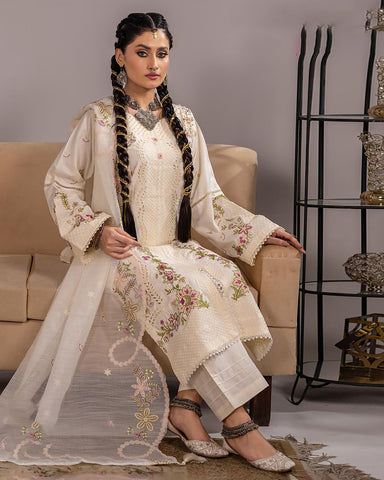 Embroidered Three Pieces | Luxury Designer | Winter Plain Khaddar