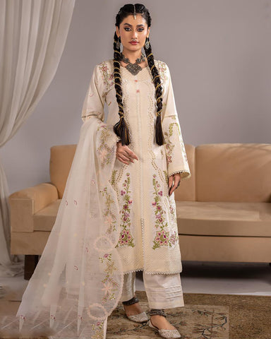 Embroidered Three Pieces | Luxury Designer | Winter Plain Khaddar