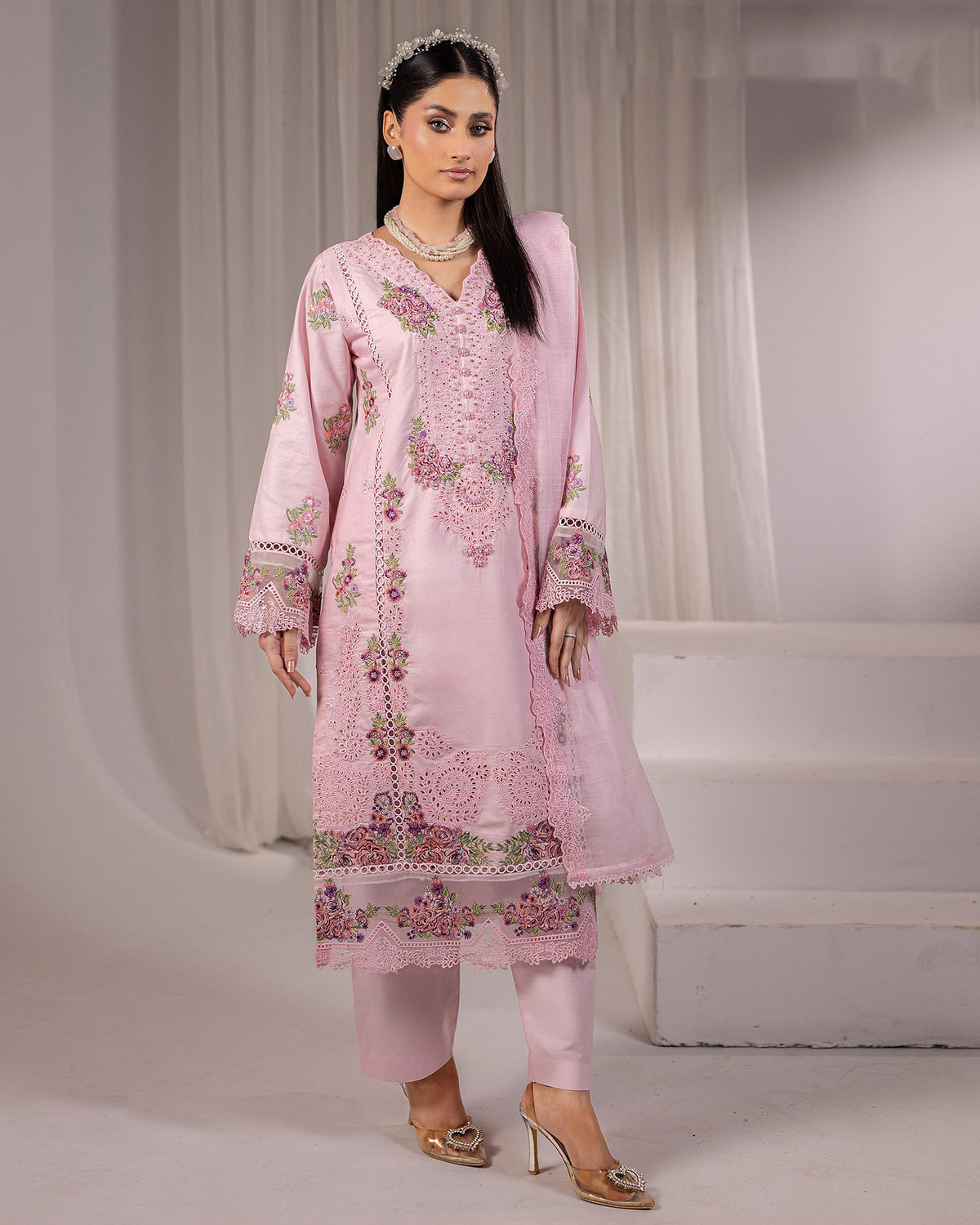 Embroidered Three Pieces | Luxury Designer | Winter Plain Khaddar