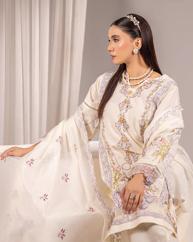 Embroidered Three Pieces | Luxury Designer | Winter Plain Khaddar