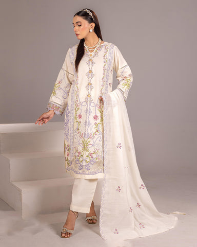 Embroidered Three Pieces | Luxury Designer | Winter Plain Khaddar