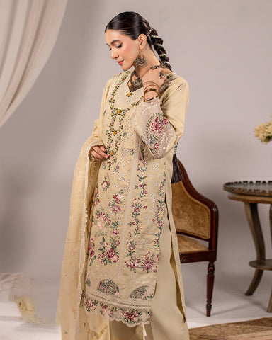Embroidered Three Pieces | Luxury Designer | Winter Plain Khaddar