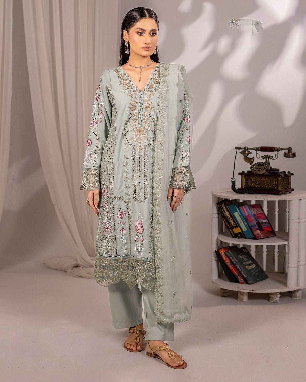 Embroidered Three Pieces | Luxury Designer | Winter Dhanak