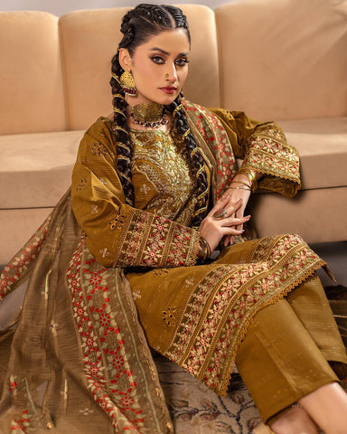 Designer Three Pieces | Eclairs | Winter Self Cotton
