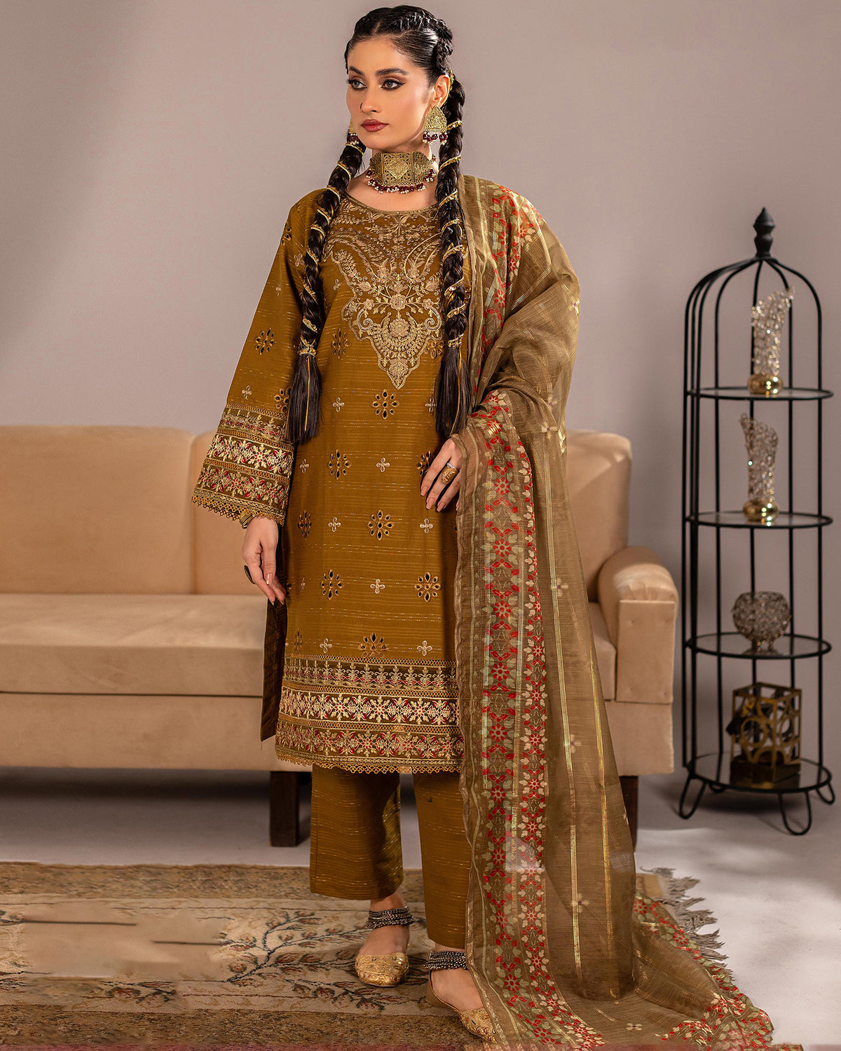 Designer Three Pieces | Eclairs | Winter Self Cotton