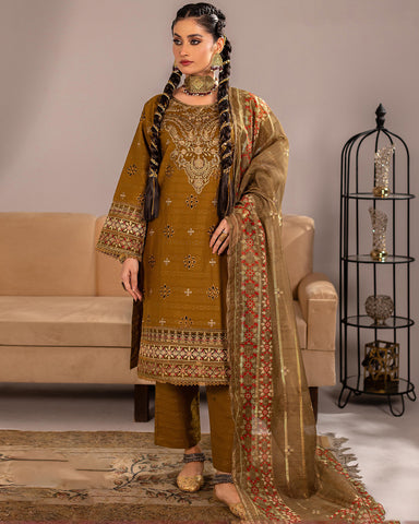 Designer Three Pieces | Eclairs | Winter Self Cotton