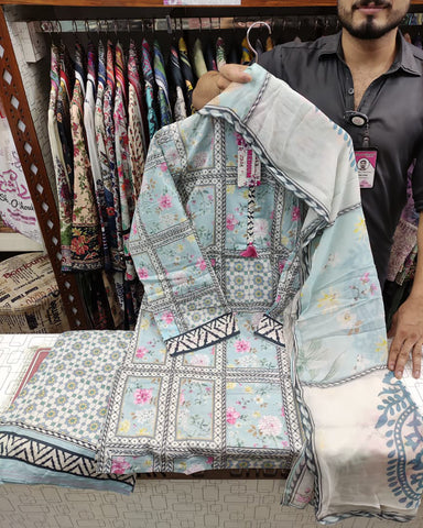 Designer Three Pieces | Printed - Mid Season Special | Cambric